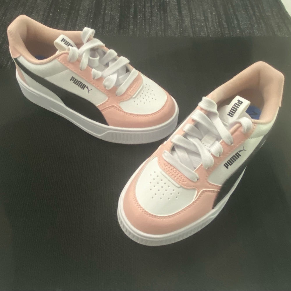 Puma Kids White, Pink & Black Low-Top Sneakers